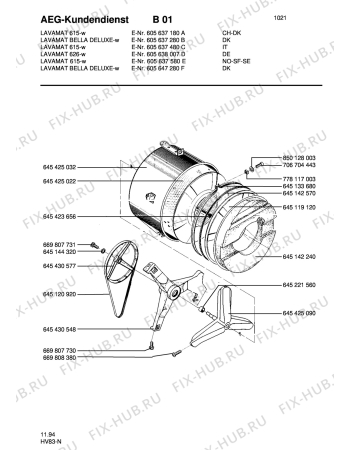 Взрыв-схема стиральной машины Aeg LAV626 - Схема узла Tub and drum